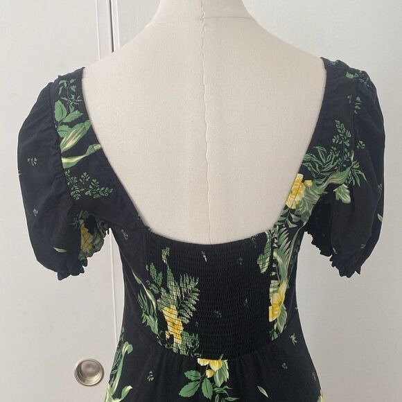 Urban Outfitters Cassia Black Floral Puff Sleeve Mini Dress Size Small - Picture 7 of 16